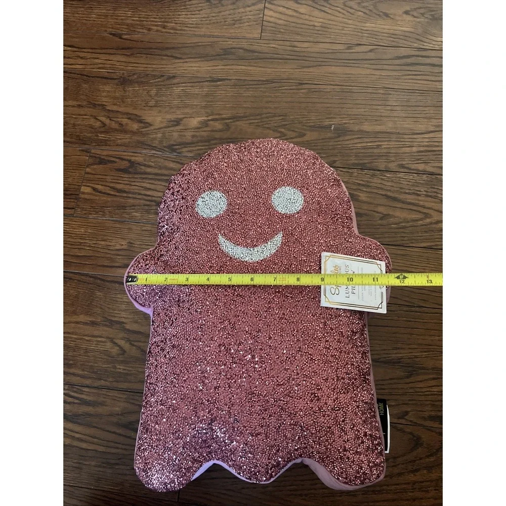Halloween Ghost Pillow Pink Glitter Sparkles Home Rhinestone Tik Tok Decor